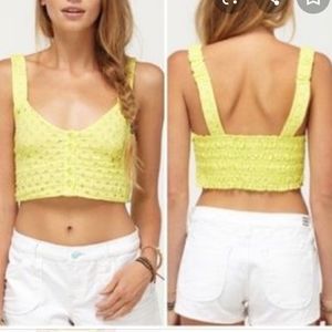 NWT Roxy Elkhorn Yellow Bustier Crop Top Bra M